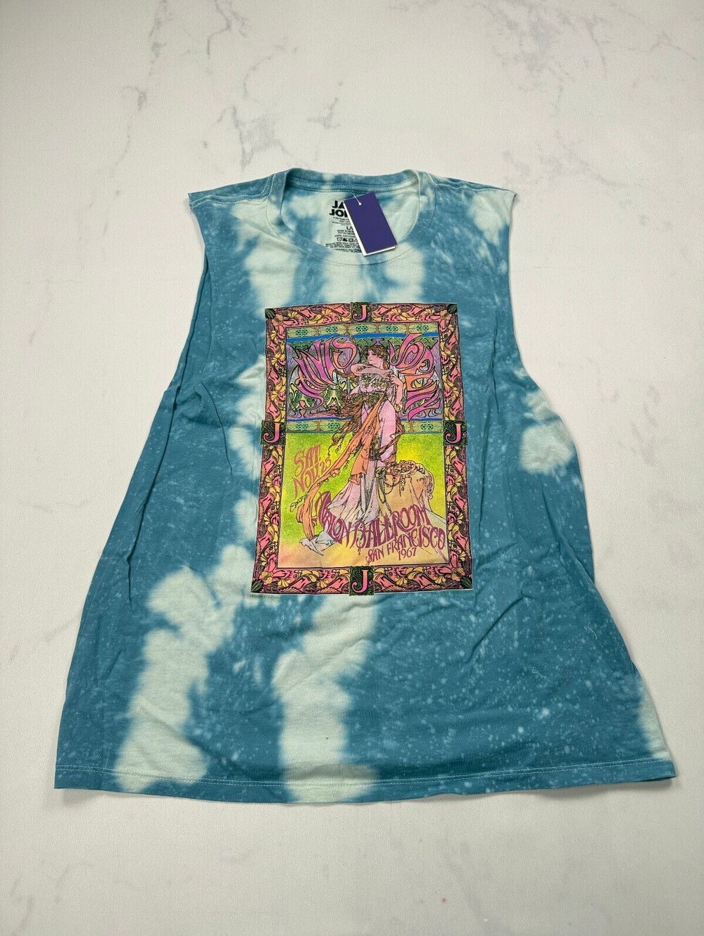Janis Joplin Graphic Tee Tank Top Blue 2020s Statement Piece - Womens L/G